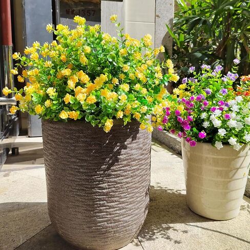 Grunyia 12 Bundles Artificial Flowers for Outdoors, UV Resistant Fake Flowers with Plastic Plants, Faux Flowers for Outside Window Box Front Porch Hanging Planter Decor (Yellow) in Saudi Arabia