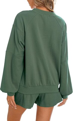 Women's 2 Piece Lounge Matching Sets Sweat Shorts Sweatshirt Tops Sweatsuit Track Suit Pajama Set Fashion Fall Clothes in Saudi Arabia