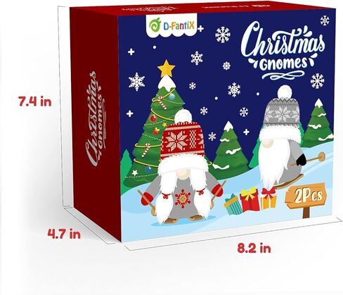 D-FantiX 2pack زلاجات عيد الميلاد التماثيل القطيفة مع الزلاجات الخشبية وأعمدة التزلج، اليدوية السويدية Tomte سانتا الاسكندنافية تمثال الشمال أفخم قزم دمية جنوم الحلي زينة عيد الميلاد ديكور المنزل in Kuwait