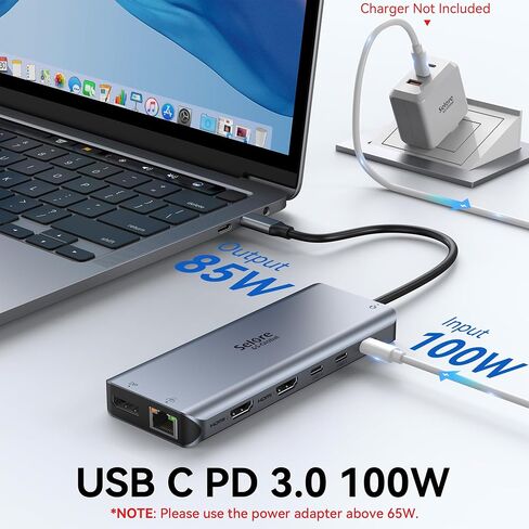 Selore USB C Docking Station Dual Monitor,Laptop Docking Station,14 in 1 Docking Station 3 Monitors with 2 HDMI,VGA,10G USB A/C,100W PD,6 USB A/C Ports,USB C Hub Multiport Adapter for Windows Laptop in Saudi Arabia