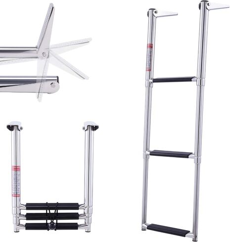 CO-Z Boat Rope Ladder 5 Step Portable Marine Dock Ladders, Assist Boat Accessories for Inflatable Boat, Fishing Boats, Kayak, Pontoon, Motorboat, Canoeing in Saudi Arabia