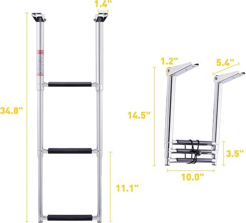 CO-Z Boat Rope Ladder 5 Step Portable Marine Dock Ladders, Assist Boat Accessories for Inflatable Boat, Fishing Boats, Kayak, Pontoon, Motorboat, Canoeing in Saudi Arabia