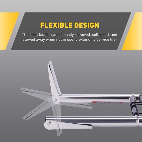 CO-Z Boat Rope Ladder 5 Step Portable Marine Dock Ladders, Assist Boat Accessories for Inflatable Boat, Fishing Boats, Kayak, Pontoon, Motorboat, Canoeing in Saudi Arabia