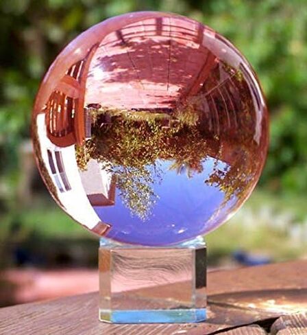 Amlong Crystal Meditation K9 Crystal Ball 3.25 inch (80mm) Diameter for Photography, Lensball, Decorative Ball with Free Crystal Stand and Gift Box, Clear in Saudi Arabia
