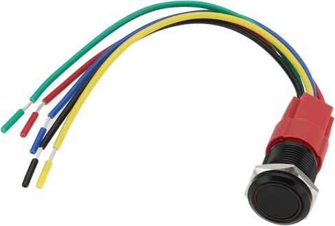 Create idea 16mm 12V Self Resetting Instantaneous LED Button Switch with Wire Socket Angel Ring Head for 16mm Installation Hole Toggle Switch Black Shell Red Light in Saudi Arabia