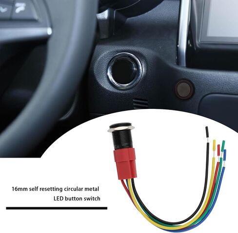 Create idea 16mm 12V Self Resetting Instantaneous LED Button Switch with Wire Socket Angel Ring Head for 16mm Installation Hole Toggle Switch Black Shell Red Light in Saudi Arabia
