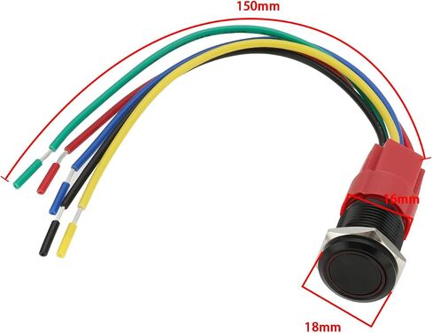 Create idea 16mm 12V Self Resetting Instantaneous LED Button Switch with Wire Socket Angel Ring Head for 16mm Installation Hole Toggle Switch Black Shell Red Light in Saudi Arabia