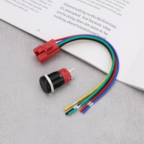 Create idea 16mm 12V Self Resetting Instantaneous LED Button Switch with Wire Socket Angel Ring Head for 16mm Installation Hole Toggle Switch Black Shell Red Light in Saudi Arabia