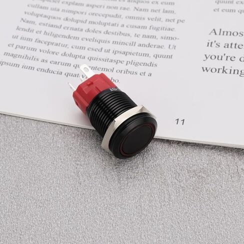 Create idea 16mm 12V Self Resetting Instantaneous LED Button Switch with Wire Socket Angel Ring Head for 16mm Installation Hole Toggle Switch Black Shell Red Light in Saudi Arabia