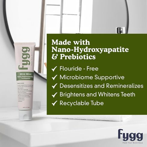 Fluoride Free Toothpaste, Nano Hydroxyapatite (Mild Mint) | Dentist Recommended - for Remineralizing, Whitening, & Sensitive Teeth - Premium Tooth Paste for Adults & Kids Oral Care (4oz) in Saudi Arabia