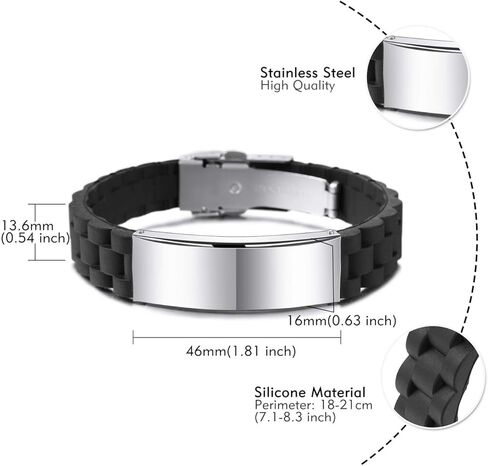 MeMeDIY TO MY HUSBAND Love from Wife أساور سيليكون سوداء هدايا شخصية للرجال عيد ميلاد الفولاذ المقاوم للصدأ المطاط قابل للتعديل معصمه رجالي هدايا عيد الحب in Kuwait