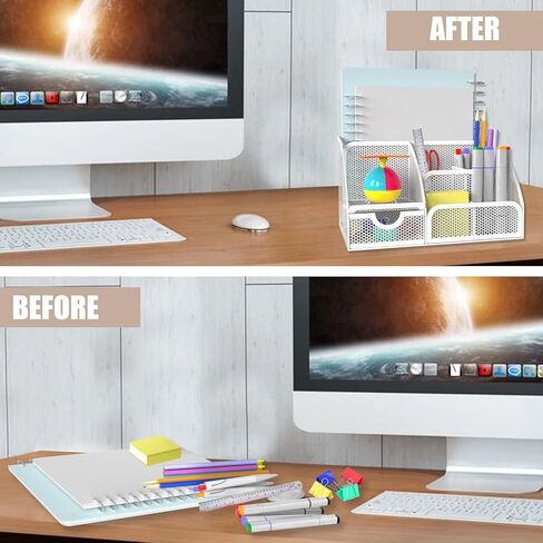 ملحقات مكتب منظم المكتب من HOPECK، منظم مكتب شبكي متعدد الوظائف مع 6 مقصورات ودرج واحد للمنزل والمكتب والمدرسة وورشة العمل والمطبخ (العشب الأخضر) in Kuwait