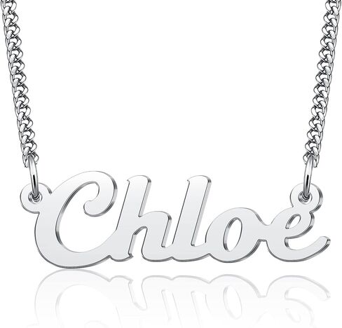 LuxglitterLin Name Necklace Personalized Script Letter Necklace Stainless Steel Cuban Link Chain Christmas Gift Jewelry for Women Men in Saudi Arabia