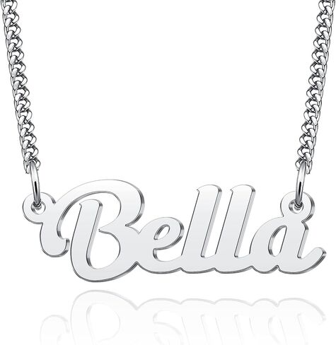 LuxglitterLin Name Necklace Personalized Script Letter Necklace Stainless Steel Cuban Link Chain Christmas Gift Jewelry for Women Men in Saudi Arabia
