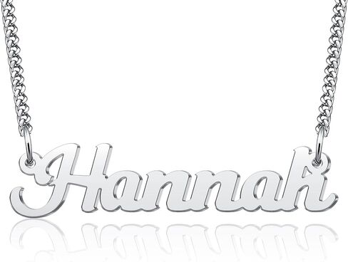 LuxglitterLin Name Necklace Personalized Script Letter Necklace Stainless Steel Cuban Link Chain Christmas Gift Jewelry for Women Men in Saudi Arabia