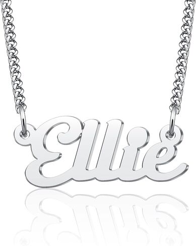 LuxglitterLin Name Necklace Personalized Script Letter Necklace Stainless Steel Cuban Link Chain Christmas Gift Jewelry for Women Men in Saudi Arabia