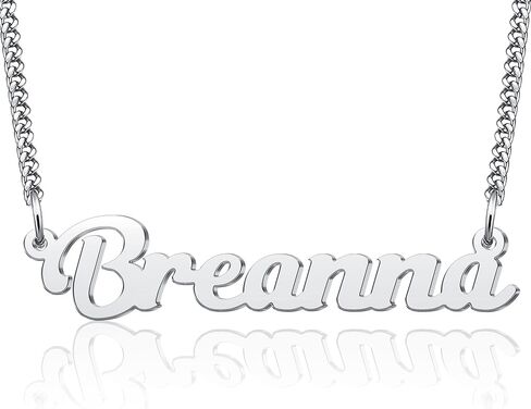 LuxglitterLin Name Necklace Personalized Script Letter Necklace Stainless Steel Cuban Link Chain Christmas Gift Jewelry for Women Men in Saudi Arabia