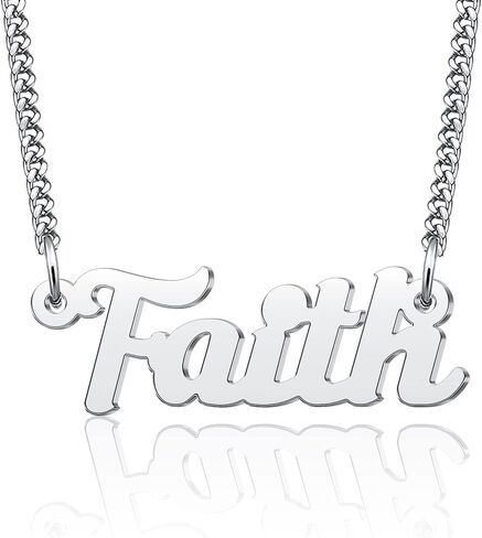 LuxglitterLin Name Necklace Personalized Script Letter Necklace Stainless Steel Cuban Link Chain Christmas Gift Jewelry for Women Men in Saudi Arabia
