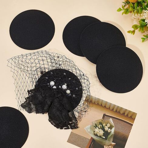 BENECREAT 8Pcs EVA Cloth Round Fascinator Hat Base, White Sinamay Hat Fascinator Base Craft for Millinery Magic, 4.33x0.12inch in Kuwait