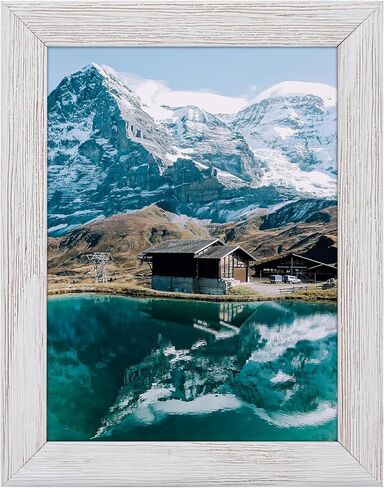 6x8 Picture Frame with Stand Real Glass Solid Wood White Rustic Wooden Wedding Farmhouse 6 by 8 Photo Artwork Painting Frames for Horizontal and Vertical Wall Hanging or Tabletop Display 6 x 8 in Kuwait