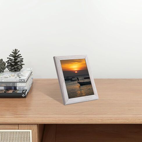 6x8 Picture Frame with Stand Real Glass Solid Wood White Rustic Wooden Wedding Farmhouse 6 by 8 Photo Artwork Painting Frames for Horizontal and Vertical Wall Hanging or Tabletop Display 6 x 8 in Kuwait