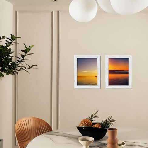 6x8 Picture Frame with Stand Real Glass Solid Wood White Rustic Wooden Wedding Farmhouse 6 by 8 Photo Artwork Painting Frames for Horizontal and Vertical Wall Hanging or Tabletop Display 6 x 8 in Kuwait