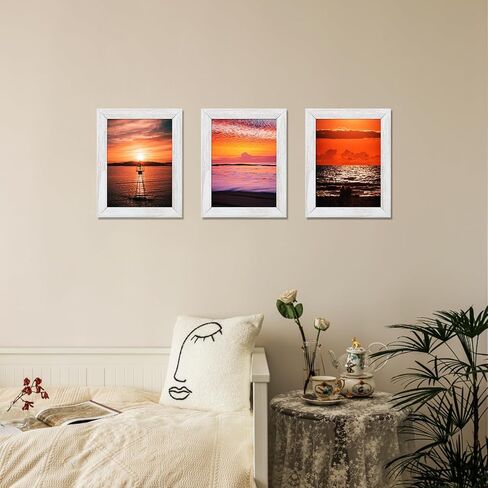 6x8 Picture Frame with Stand Real Glass Solid Wood White Rustic Wooden Wedding Farmhouse 6 by 8 Photo Artwork Painting Frames for Horizontal and Vertical Wall Hanging or Tabletop Display 6 x 8 in Kuwait