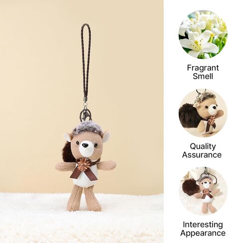 Mystery Flower Fragrance Keychain: Solid Aromatherapy for Closet, Car & Home - Dangling Pendant Deodorizer & Air Freshener - Cute bear (Grey bear) in Saudi Arabia