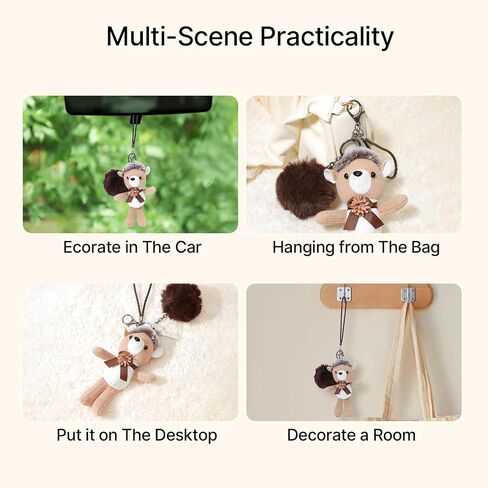 Mystery Flower Fragrance Keychain: Solid Aromatherapy for Closet, Car & Home - Dangling Pendant Deodorizer & Air Freshener - Cute bear (Grey bear) in Saudi Arabia