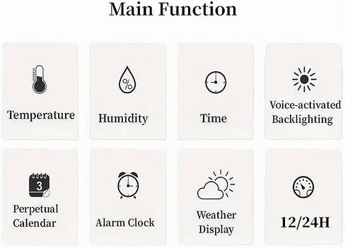 LCD alarm clock for bedroom with weather station, wireless indoor and outdoor thermometer, temperature and humidity monitoring instrument, humidity meter, Black in Saudi Arabia