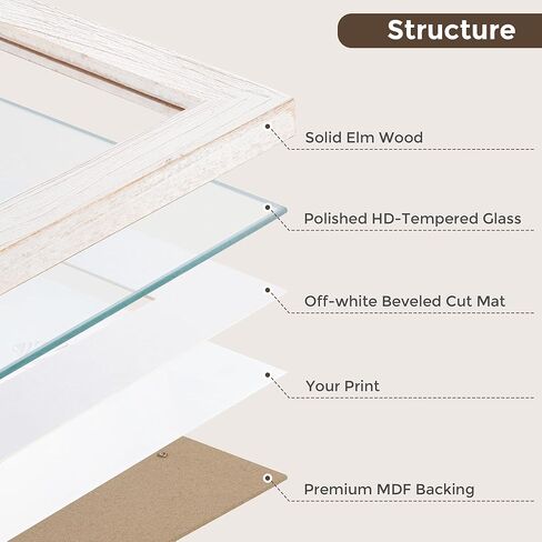 8x10 Picture Frame-Real Tempered Glass, Solid Wood Photo Frame 8x10, Display Pictures 5x7 with Mat or 8x10 Without Mat, 8x10 Picture Frame for Wall or Tabletop, Grey, 1 Pack in Kuwait