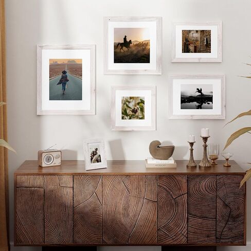 8x10 Picture Frame-Real Tempered Glass, Solid Wood Photo Frame 8x10, Display Pictures 5x7 with Mat or 8x10 Without Mat, 8x10 Picture Frame for Wall or Tabletop, Grey, 1 Pack in Kuwait