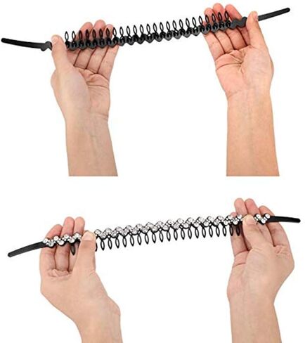 عصابات رأس من حجر الراين والكريستال من Yeshan للنساء مع مشط أسنان، عصابات رأس من البلاستيك الصلب غير القابل للانزلاق على شكل مموج، عبوة من 4 قطع in Kuwait