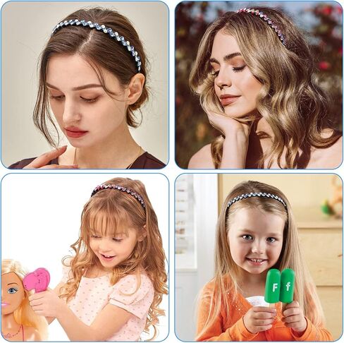 عصابات رأس من حجر الراين والكريستال من Yeshan للنساء مع مشط أسنان، عصابات رأس من البلاستيك الصلب غير القابل للانزلاق على شكل مموج، عبوة من 4 قطع in Kuwait