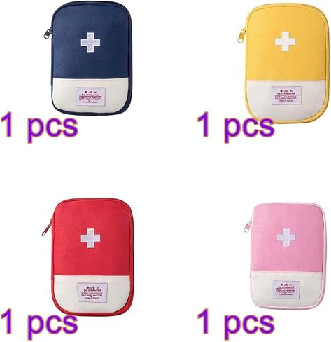 JJLFresheners 4Pcs Empty Travel Mini First Aid Pouch, Portable Outdoor First Aid Medical Rescue Bag Multi-Function Emergency Medicine Storage Organizer Bag Health and Household Supplies (Small) in Saudi Arabia