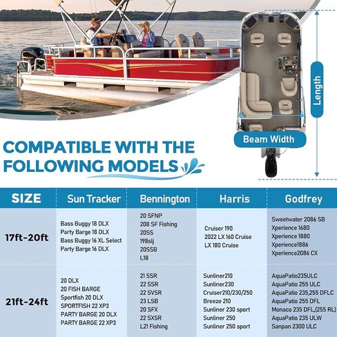 17-20ft Waterproof Trailerable Boat Cover Compatible with Pontoon Boat Accessories with 20 Windproof Straps & 2 Layers PU Coating for Rain Storm Snow Sun UV Protection & Storage in Saudi Arabia