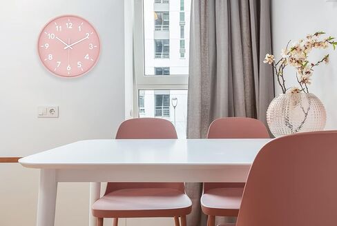 JENLYSTIME 12 Inch 3D Number Modern Wall Clock,Round Bright Colorful Dial,Non Ticking Silent Quartz Battery Operated Wall Clocks,Easy to Read Simple Style Decor Clock for Bedroom,LivingRoom(Pink) in Saudi Arabia