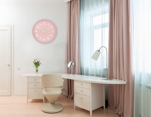 JENLYSTIME 12 Inch 3D Number Modern Wall Clock,Round Bright Colorful Dial,Non Ticking Silent Quartz Battery Operated Wall Clocks,Easy to Read Simple Style Decor Clock for Bedroom,LivingRoom(Pink) in Saudi Arabia