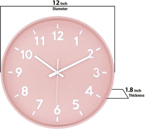 JENLYSTIME 12 Inch 3D Number Modern Wall Clock,Round Bright Colorful Dial,Non Ticking Silent Quartz Battery Operated Wall Clocks,Easy to Read Simple Style Decor Clock for Bedroom,LivingRoom(Pink) in Saudi Arabia