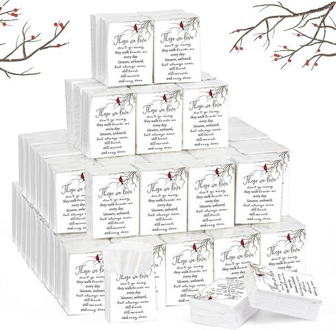 100 Packs Memorial Facial Tissues Those We Love Don't Go Away Inspirational Poem Pocket Tissues 3 Ply Tissue Napkins Packs Funerals Wedding Supplies for Family Relatives Guests, 700 Sheets (Cardinal) in Saudi Arabia