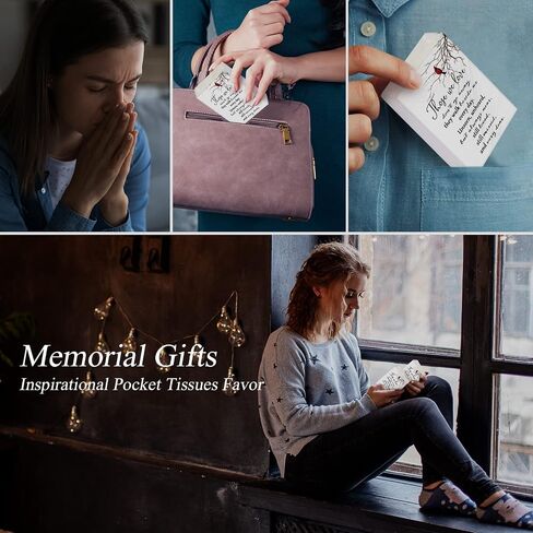 100 Packs Memorial Facial Tissues Those We Love Don't Go Away Inspirational Poem Pocket Tissues 3 Ply Tissue Napkins Packs Funerals Wedding Supplies for Family Relatives Guests, 700 Sheets (Cardinal) in Saudi Arabia