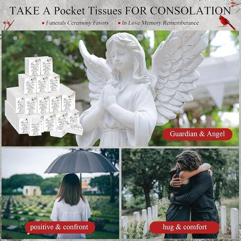 100 Packs Memorial Facial Tissues Those We Love Don't Go Away Inspirational Poem Pocket Tissues 3 Ply Tissue Napkins Packs Funerals Wedding Supplies for Family Relatives Guests, 700 Sheets (Cardinal) in Saudi Arabia