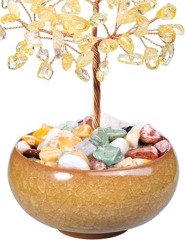 jovivi اللازورد الكريستال شجرة الأحجار الكريمة شفاء بلورات شجرة المال بونساي السيراميك قاعدة فنغ شوي شجرة الحياة، حظا سعيدا ريكي الطاقة الإيجابية، ديكور مكتب المنزل in Kuwait