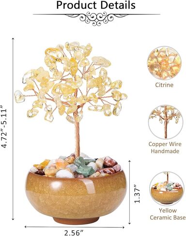 jovivi اللازورد الكريستال شجرة الأحجار الكريمة شفاء بلورات شجرة المال بونساي السيراميك قاعدة فنغ شوي شجرة الحياة، حظا سعيدا ريكي الطاقة الإيجابية، ديكور مكتب المنزل in Kuwait