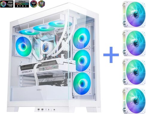 NEVIEW 4503 Black Airflow Full Tower Case ATX PC Gaming Case زجاج مقسى مزدوج 4X12CM ARGB Fan مثبت مسبقًا USB3.0X2 Type C متضمن 360 مم دعم AIO في الأعلى in Kuwait