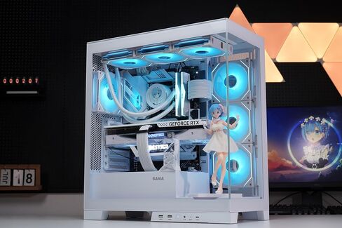 NEVIEW 4503 Black Airflow Full Tower Case ATX PC Gaming Case زجاج مقسى مزدوج 4X12CM ARGB Fan مثبت مسبقًا USB3.0X2 Type C متضمن 360 مم دعم AIO في الأعلى in Kuwait