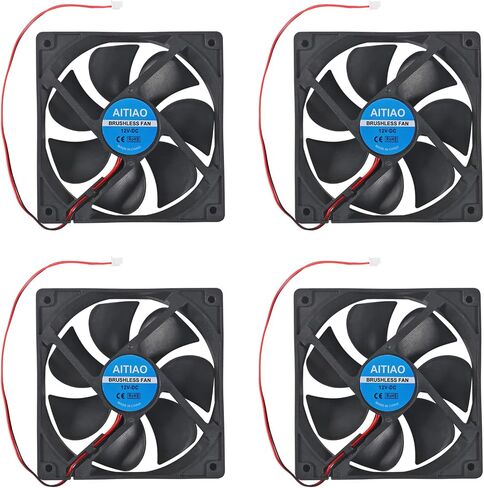 4PCS 12025 Fan DC 12V Strong Quiet Computer Case Fan 120x120x25mm 2Pin High Performance Cooling Fan for 3D Printer Computer Case Fan DIY Cooling Ventilation Exhaust Equipment 1500RPM in Saudi Arabia
