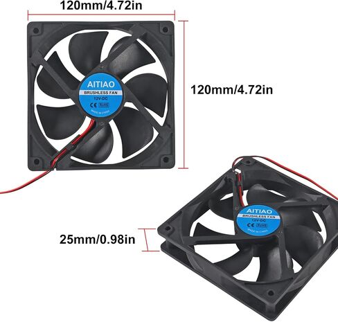 4PCS 12025 Fan DC 12V Strong Quiet Computer Case Fan 120x120x25mm 2Pin High Performance Cooling Fan for 3D Printer Computer Case Fan DIY Cooling Ventilation Exhaust Equipment 1500RPM in Saudi Arabia