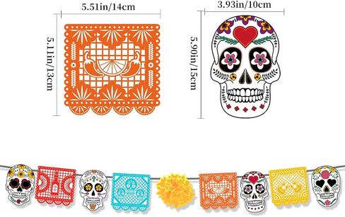 مجموعة ديكورات السيارة أو صندوق الهالوين، ديكور حفلات الهالوين الخارجية Dia de Los Muertos، ديكور صندوق السيارة يوم الموتى 14 قطعة in Saudi Arabia