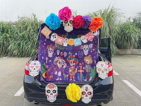 مجموعة ديكورات السيارة أو صندوق الهالوين، ديكور حفلات الهالوين الخارجية Dia de Los Muertos، ديكور صندوق السيارة يوم الموتى 14 قطعة in Saudi Arabia